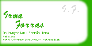 irma forras business card